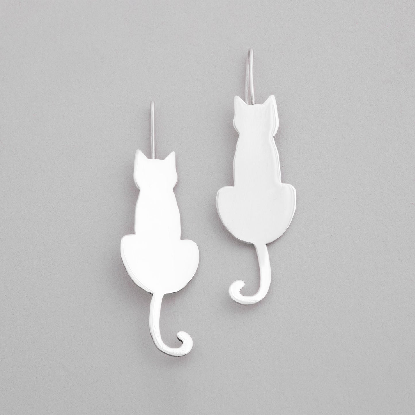 Elegant Silhouette Sterling Cat Earrings