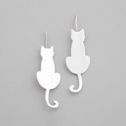 Elegant Silhouette Sterling Cat Earrings