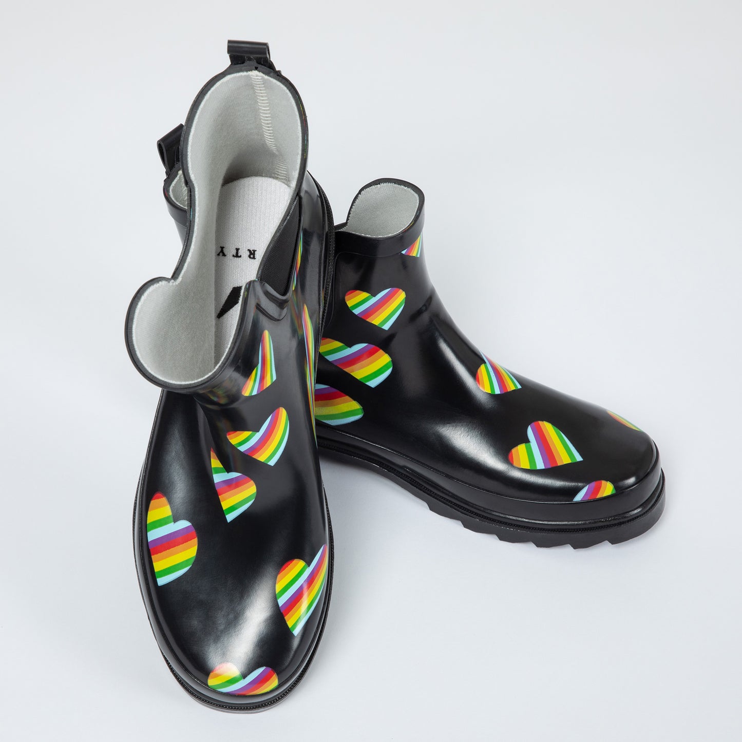 Rainbow Heart Ankle Rain Boots