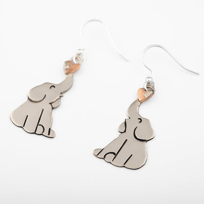Elephants Love Mixed Metal Earrings