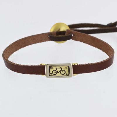 Bicycle Mixed Metals Bracelet On Sienna Leather