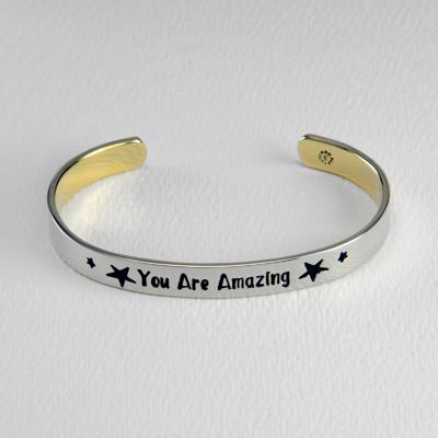 You Are Amazing 6.5mm Mixed Metals Cuff Bracelet