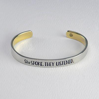 She Spoke They Listened 6.5mm Mixed Metals Cuff Bracelet