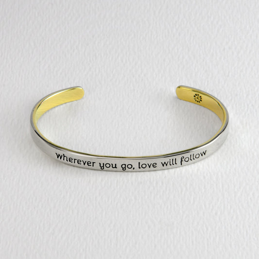Wherever You Go Love Will Follow 4.5mm Mixed Metals Cuff Bracelet
