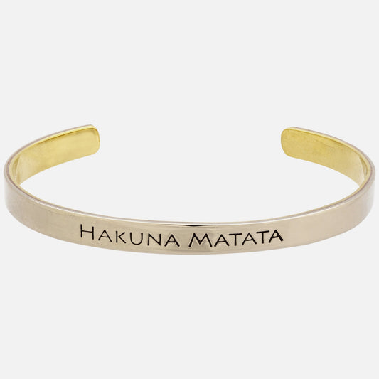 Hakuna Matata Mixed Metals Cuff Bracelet