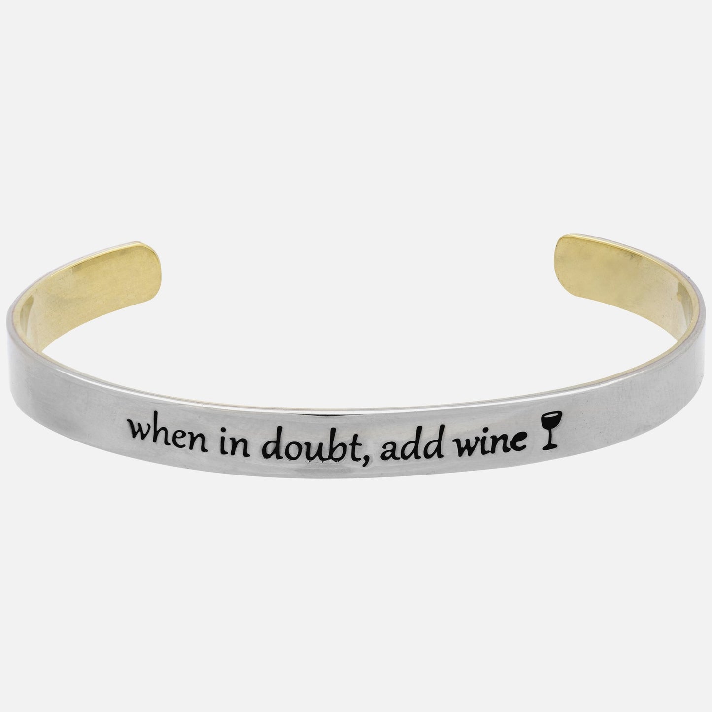 When In Doubt Add Wine 6.5mm Mixed Metals Cuff Bracelet