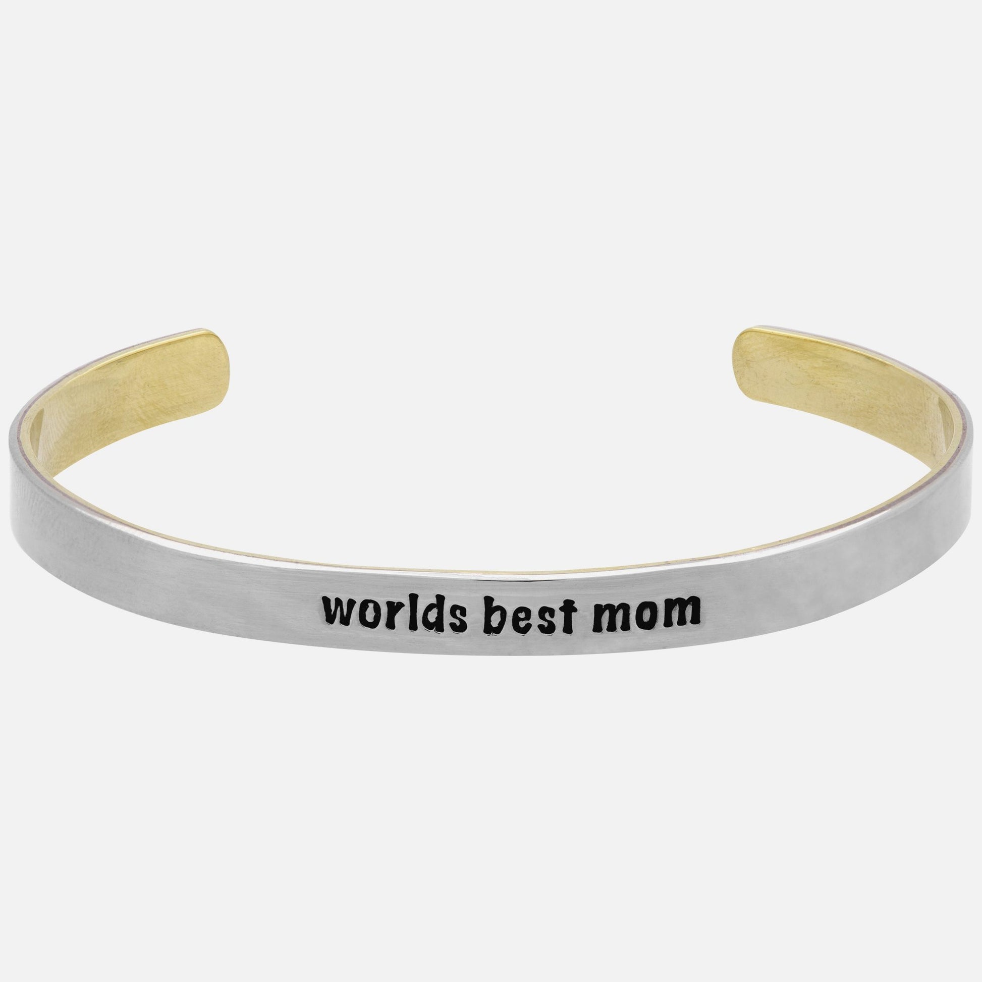 Worlds Best Mom 6.5mm Mixed Metals Cuff Bracelet