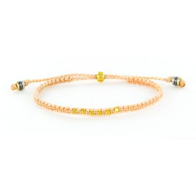 Waxed Cord With Gold Beads Pink Bracelet