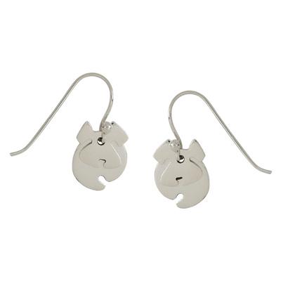 Dancing Fluffy Dog Sterling Silver Wire Earring