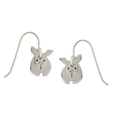 Dancing Dog Sterling Silver Wire Earring
