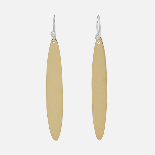 Gold Dipped Oval Gold Plate Long Earwire Earring