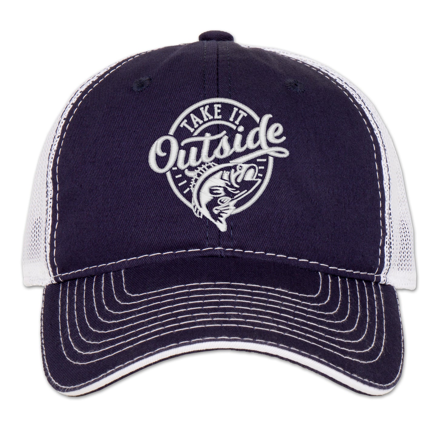 Take it Outside: Fish Embroidered Trucker Hat