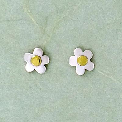 Flower Sterling & Brass Post Earring