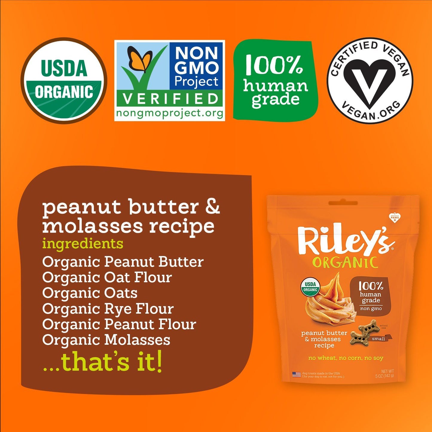 Riley's Organic - Riley's Organic Peanut Butter And Molasses Dog Treats
