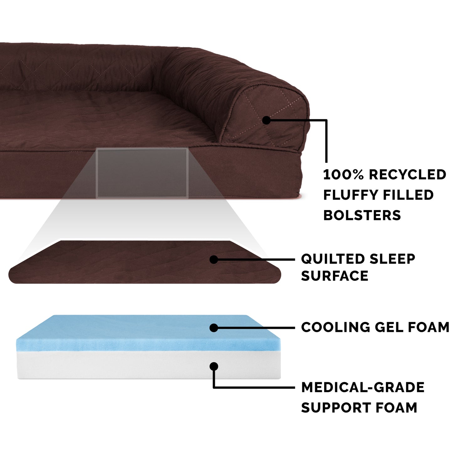 Quilted Memory Foam Sofa-Style Couch Pet Bed