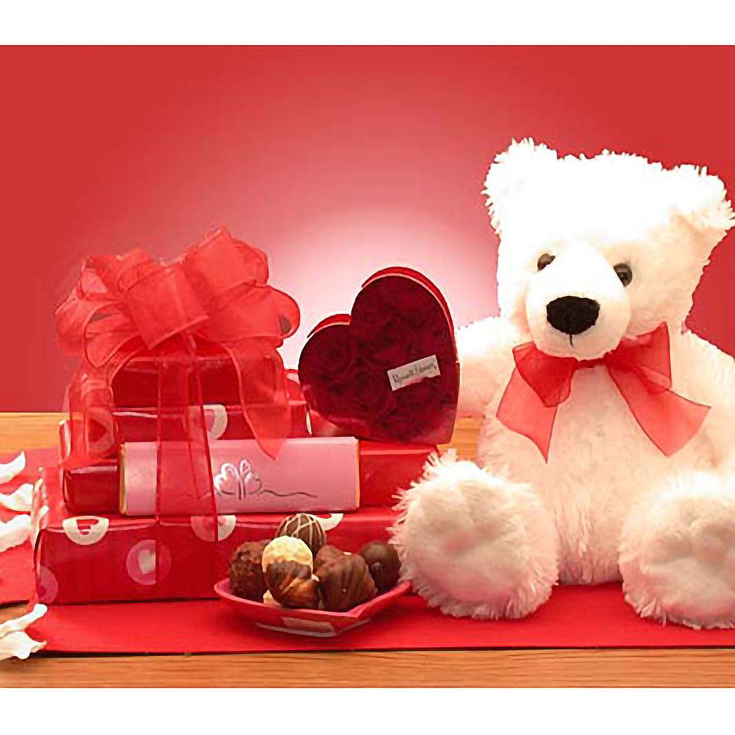 Valentine Teddy Bear & Chocolate Gift Tower