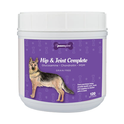PawsGive - PawsGive Hip And Joint Complete For Dogs With Glucosamine, MSM And Chondroitin, 120 Soft Chews