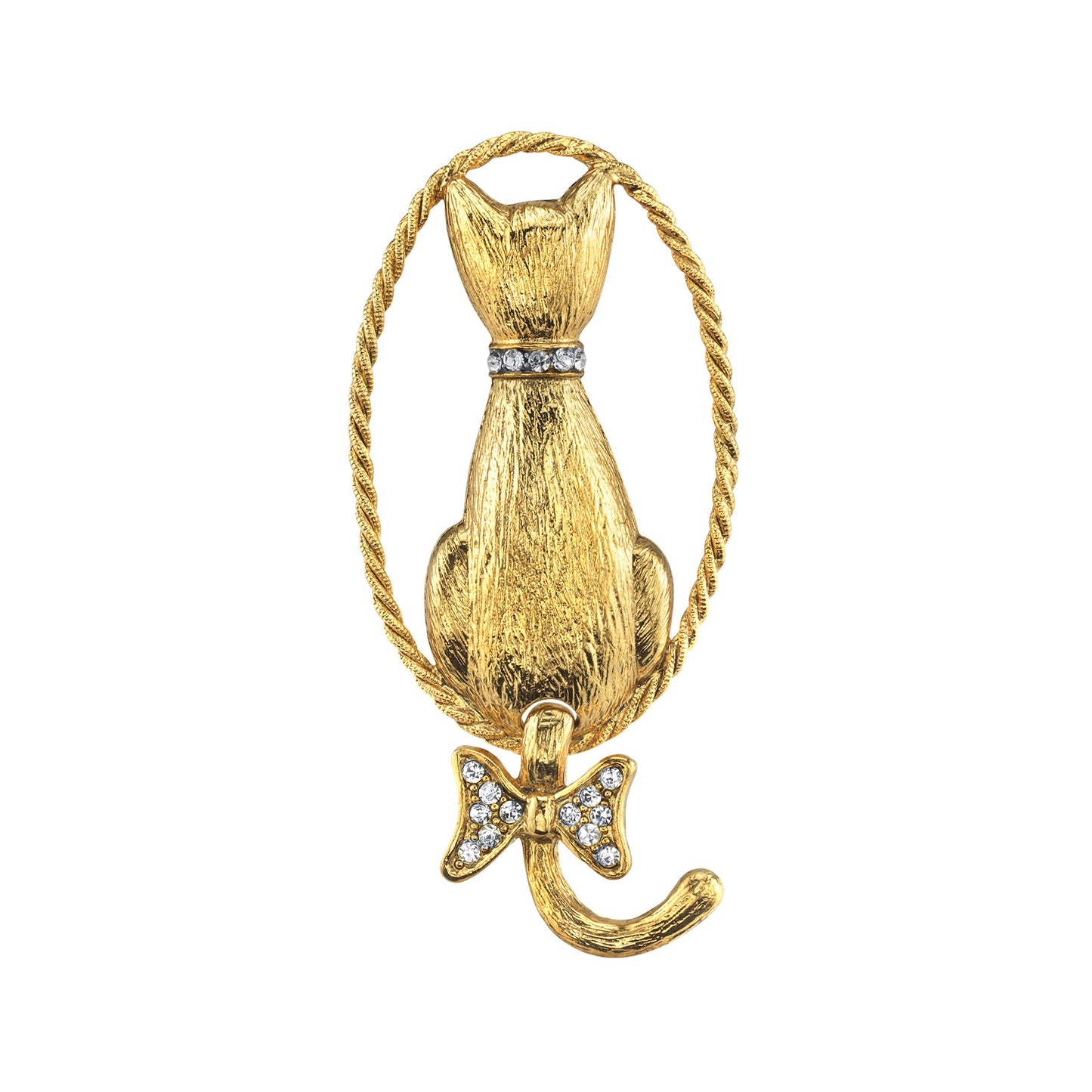 1928 Jewelry&reg; Gold Tone Crystal Backwards Cat Pin