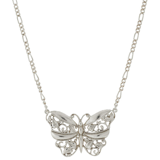 1928 Jewelry&reg; Silver-Tone Butterfly Pendant Necklace 16"Adj.