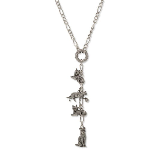 1928 Jewelry&reg; Pewter 4 Cat Charm Y Necklace 20"