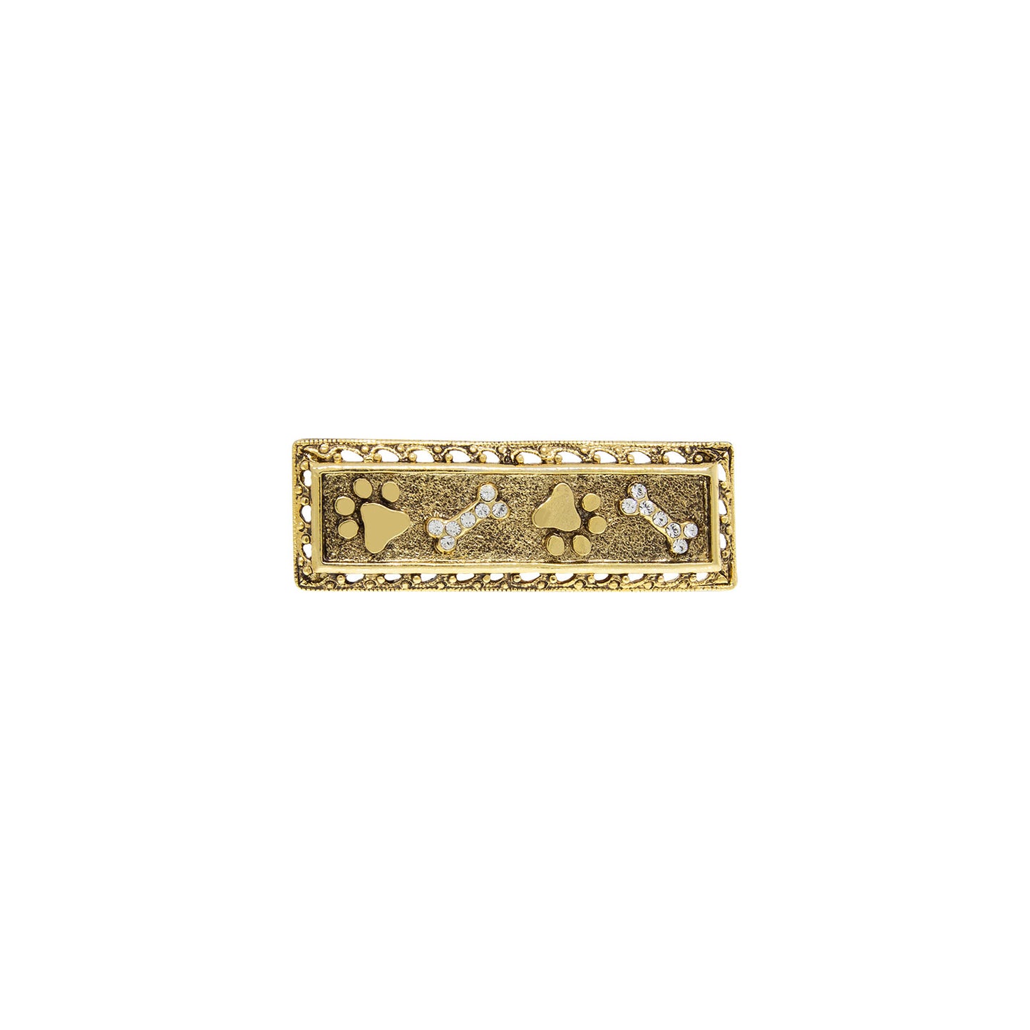 1928 Jewelry&reg; Gold Tone Crystal Paw and Bones Bar Pin