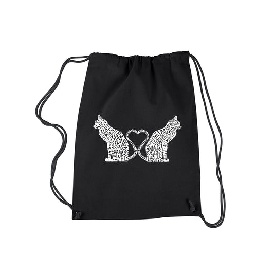 Cat Tail Hearts - Drawstring Backpack