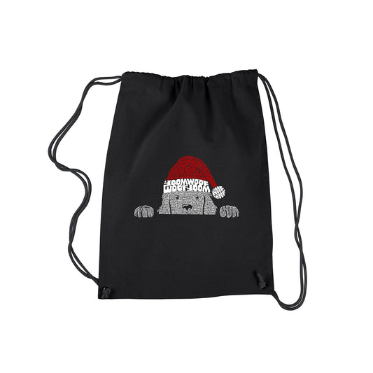 Christmas Peeking Dog Drawstring Backpack