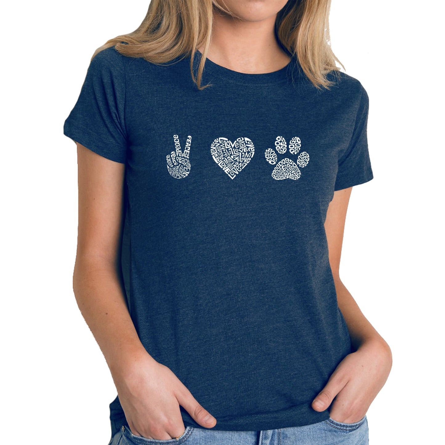 Peace Love Dogs  - Women's Premium Blend Word Art T-Shirt
