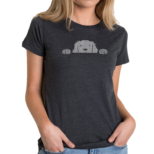 Peeking Dog  - Women's Premium Blend Word Art T-Shirt