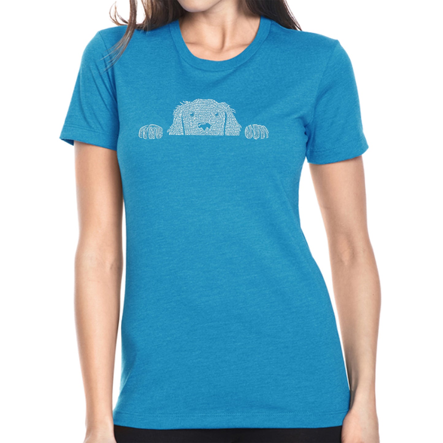 Peeking Dog  - Women's Premium Blend Word Art T-Shirt