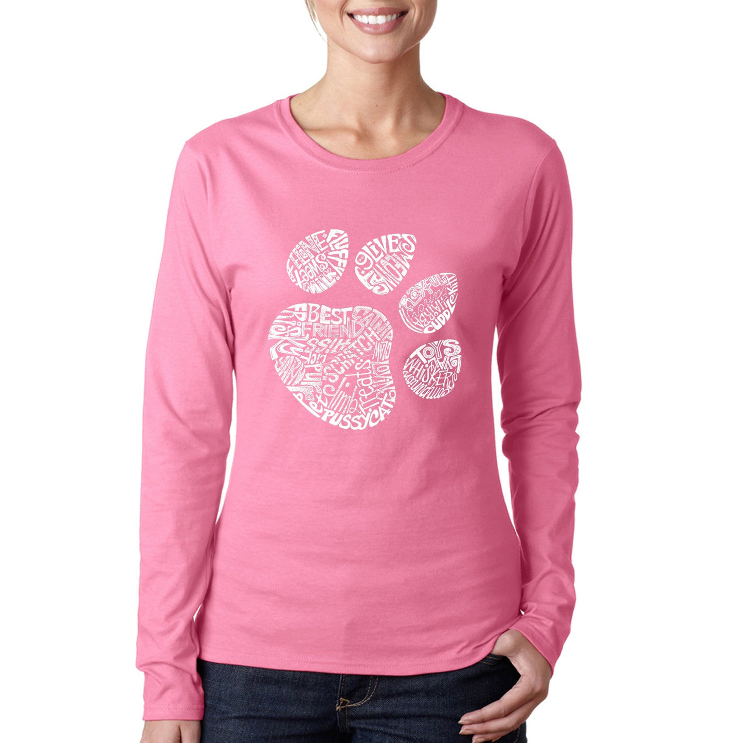 Cat Paw  - Women's Word Art Long Sleeve T-Shirt