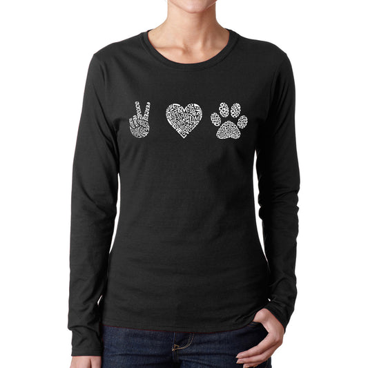 Peace Love Dogs  - Women's Word Art Long Sleeve T-Shirt