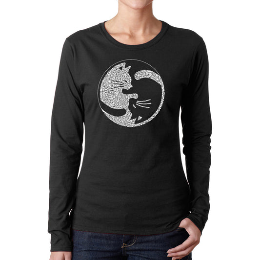 Yin Yang Cat  - Women's Word Art Long Sleeve T-Shirt
