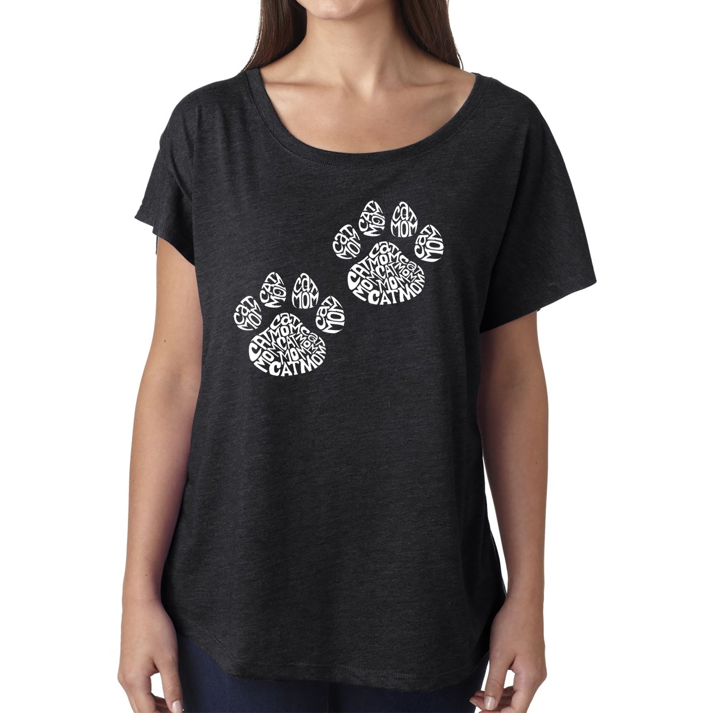 Cat Mom  - Women's Loose Fit Dolman Cut Word Art Shirt
