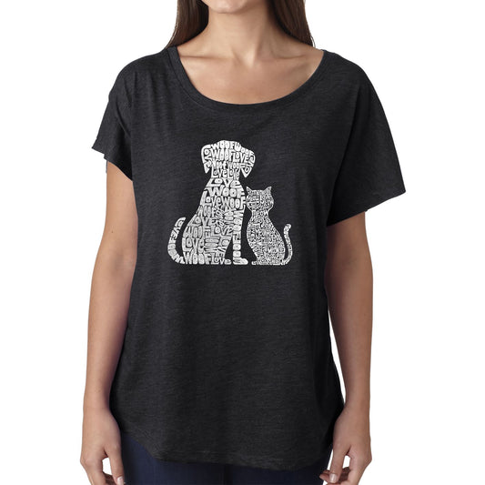 Dogs and Cats  - Women's Loose Fit Dolman Cut Word Art Shirt