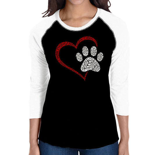 Paw Heart - Women's Raglan Word Art T-Shirt