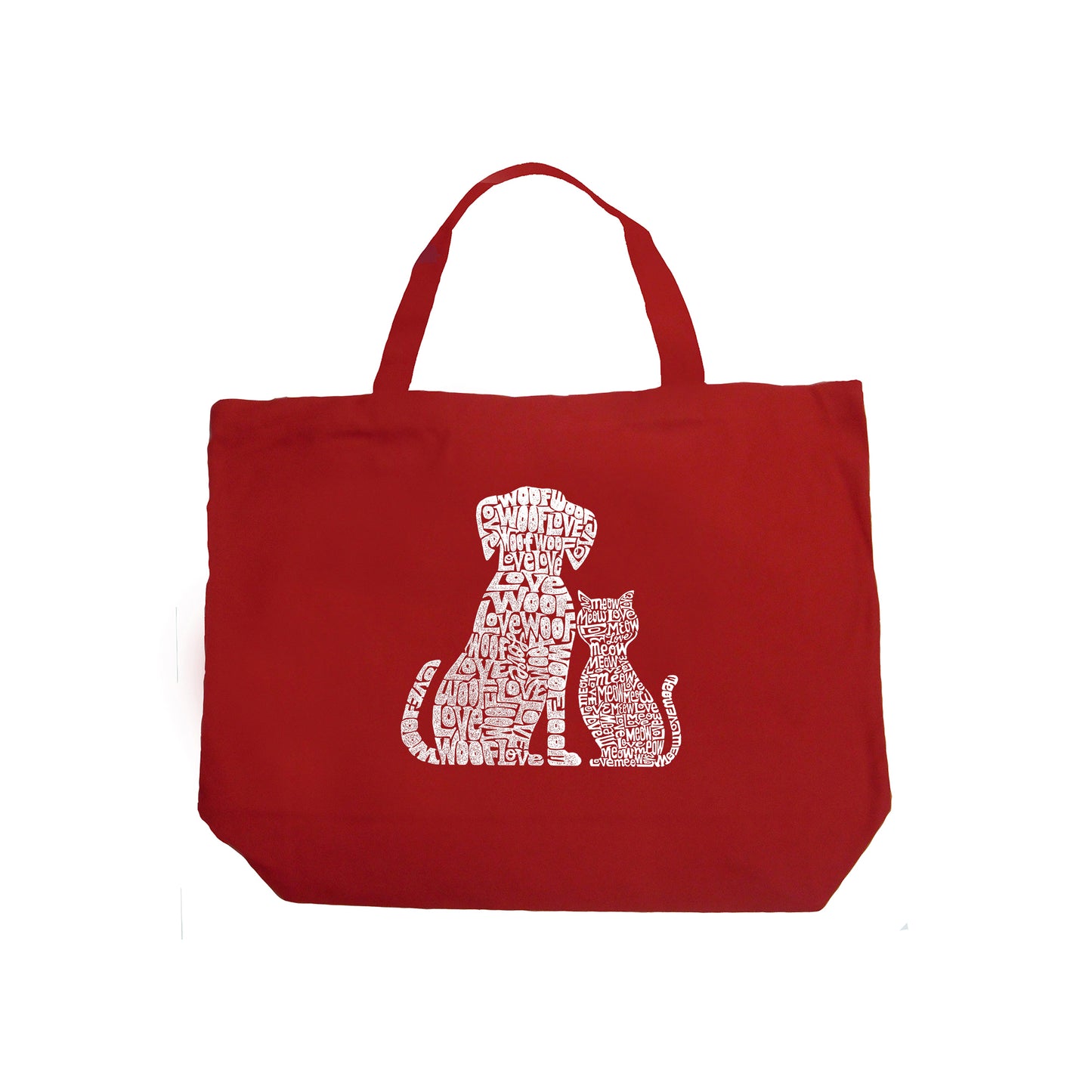 Large Word Art Tote Bag - Dogs and Cats