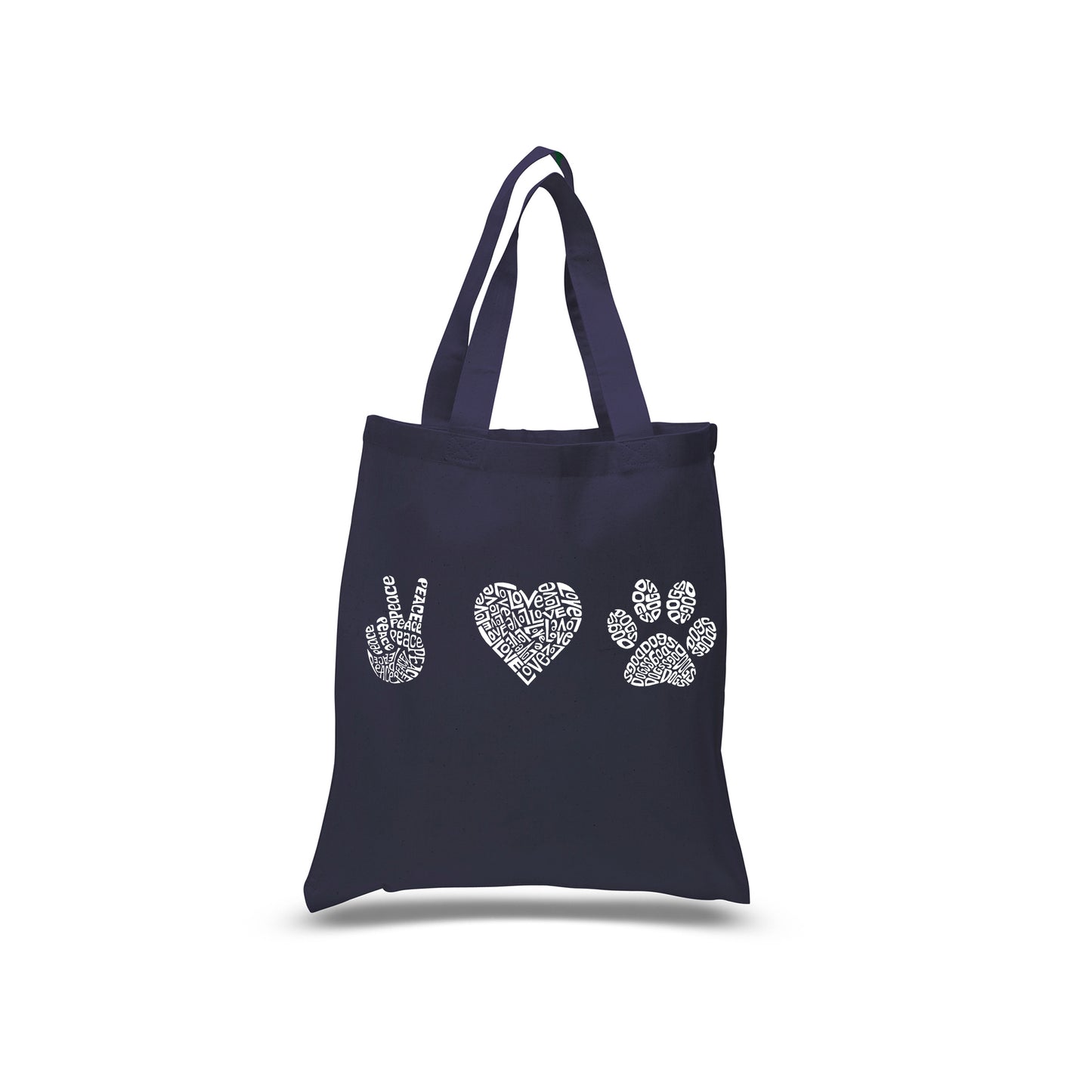 Peace Love Dogs  - Small Word Art Tote Bag