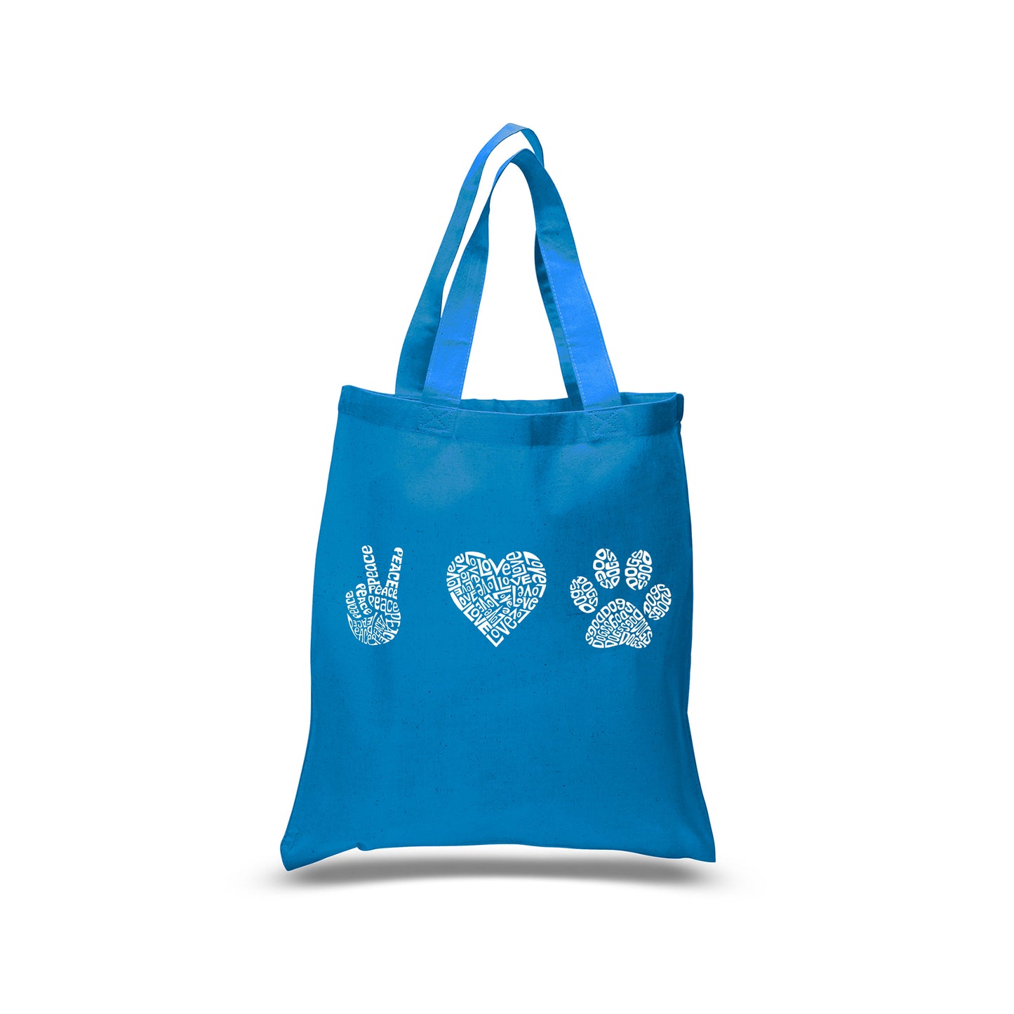 Peace Love Dogs  - Small Word Art Tote Bag