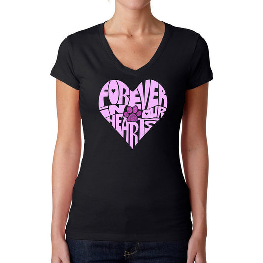 Forever In Our Hearts - Women's Word Art V-Neck T-Shirt