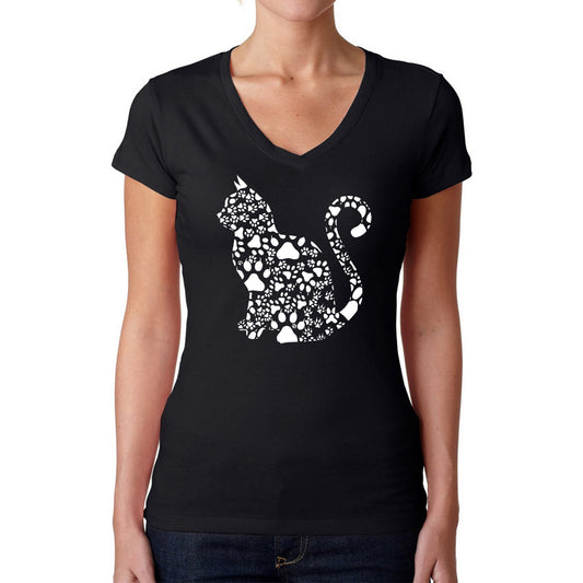 Cat Claws - Women's Word Art V-Neck T-Shirt