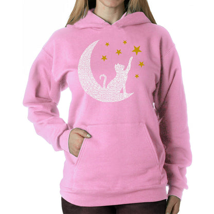 Cat Moon - Women's Word Art Hooded Sweatshirt