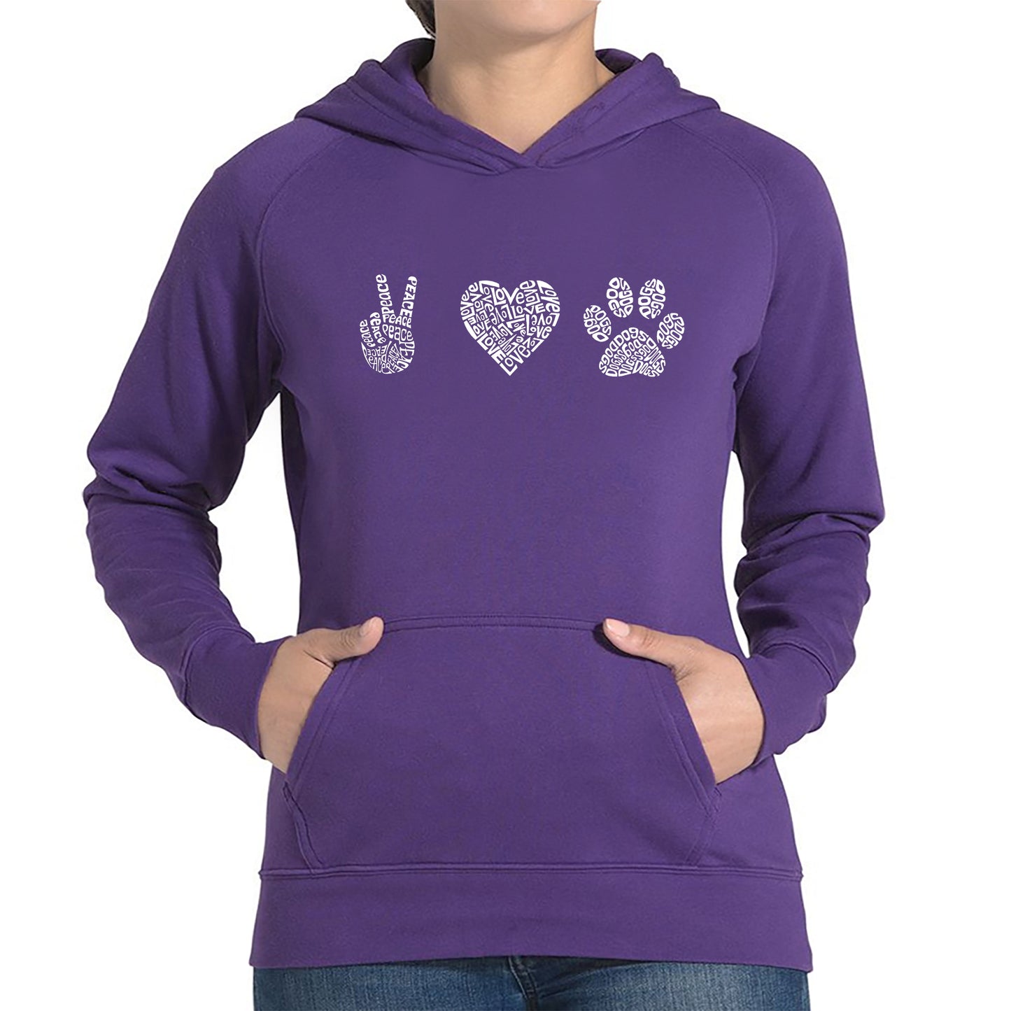 Peace Love Dogs  - Women's Word Art Hooded Sweatshirt