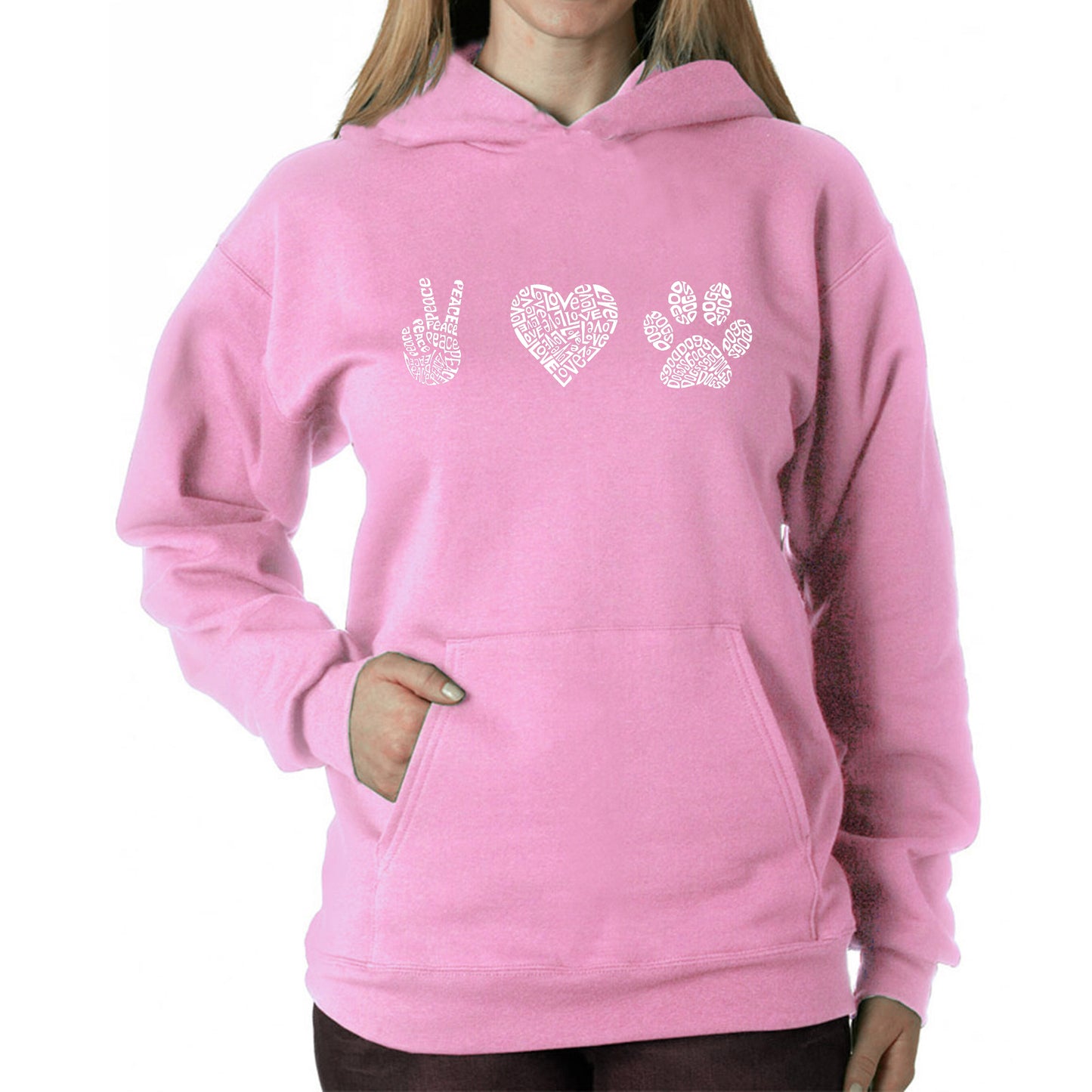 Peace Love Dogs  - Women's Word Art Hooded Sweatshirt
