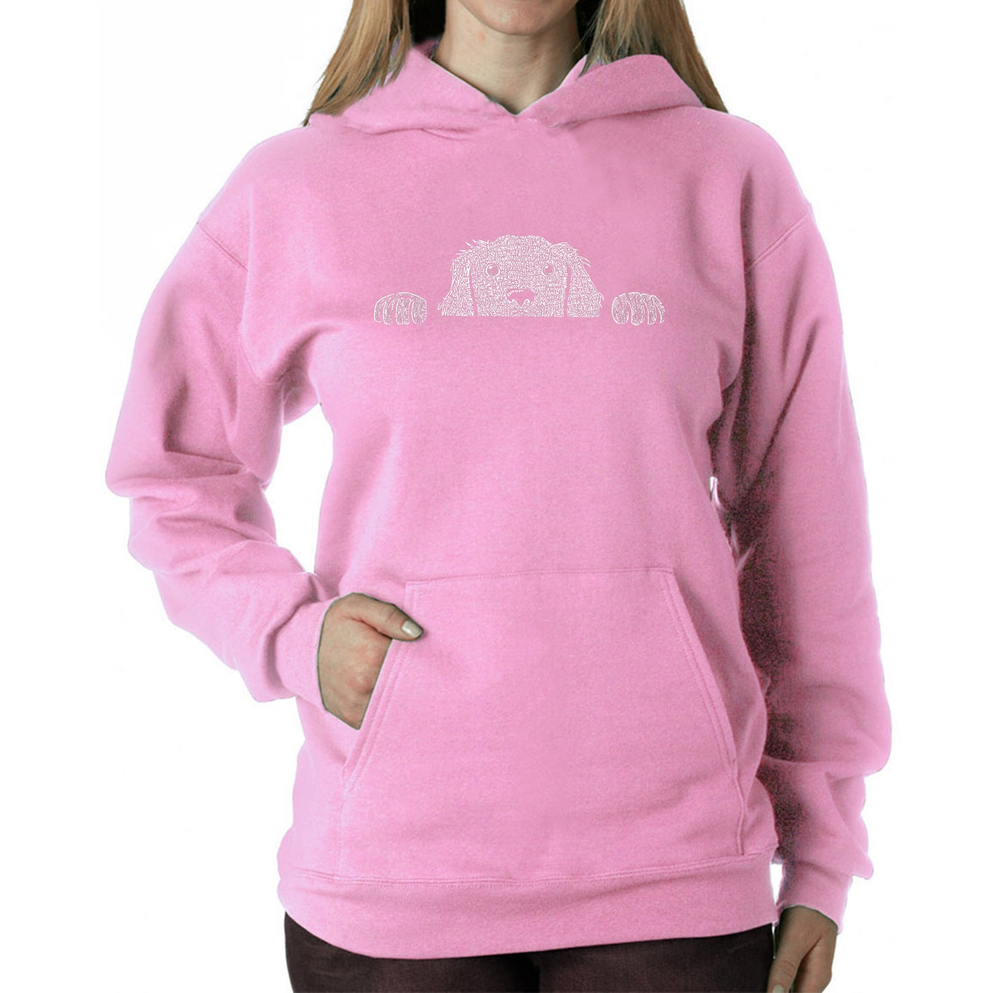 Peeking Dog  - Women's Word Art Hooded Sweatshirt