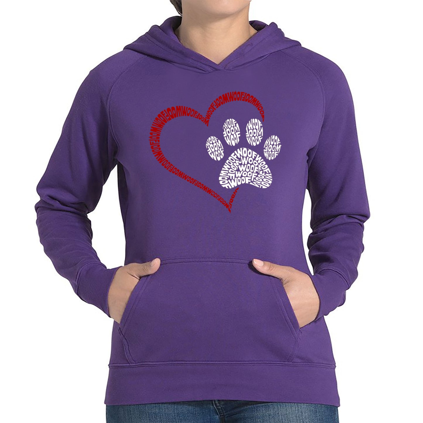 Paw Heart - Women's Word Art Hooded Sweatshirt