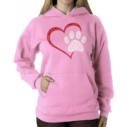 Paw Heart - Women's Word Art Hooded Sweatshirt
