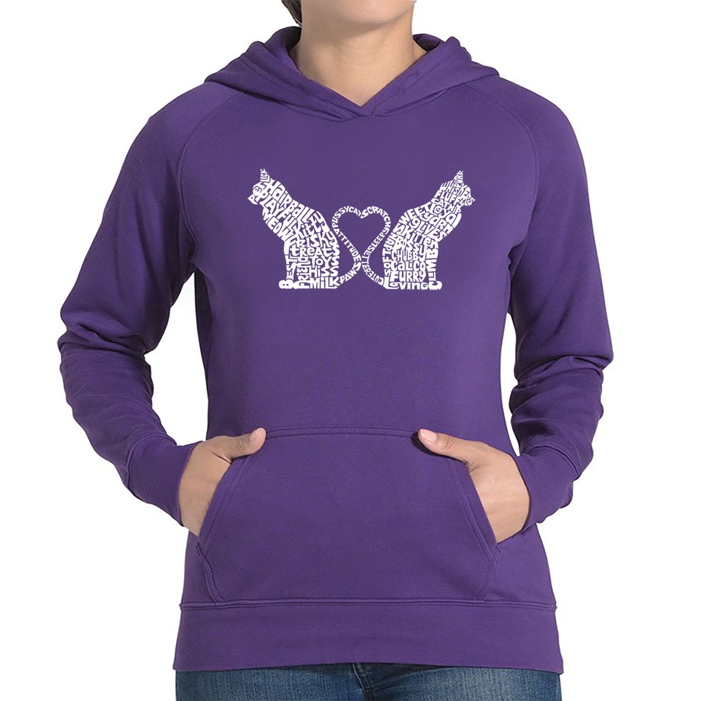 Cat Tail Hearts - Women's Word Art Hooded Sweatshirt