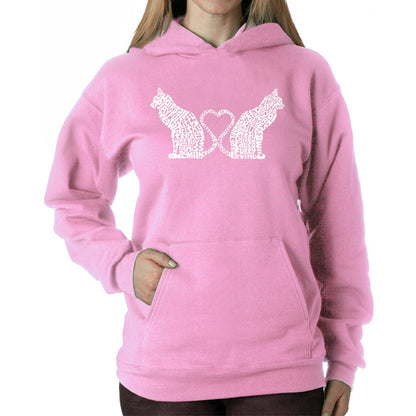 Cat Tail Hearts - Women's Word Art Hooded Sweatshirt