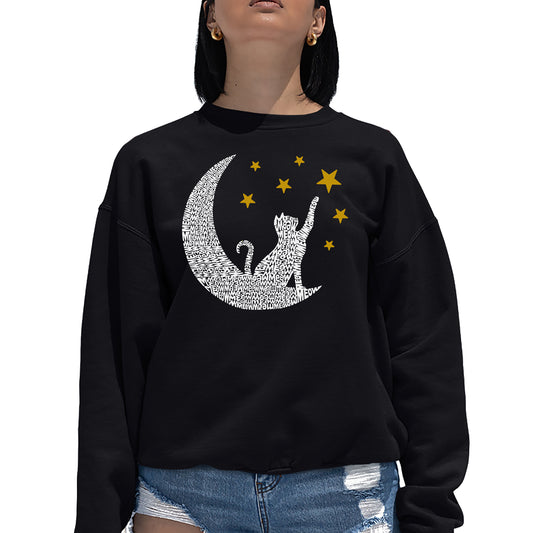 Cat Moon - Women's Word Art Crewneck Sweatshirt